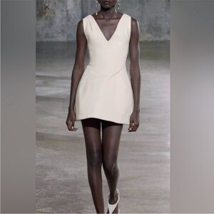 Zara Cream V-Neck Mini Dress